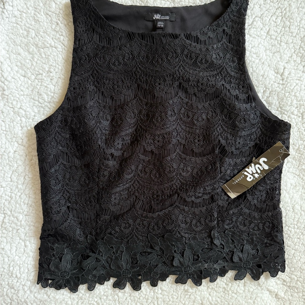Jump Black Embellished Crop Tank Top